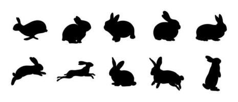 lapin silhouette illustration vecteur ensemble