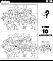 différences activité avec dessin animé les enfants coloration page vecteur