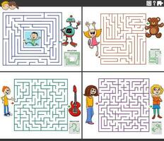 Labyrinthe Activités ensemble avec dessin animé les enfants et les adolescents vecteur
