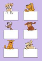 dessin animé chiens et chiots avec cartes conception ensemble vecteur