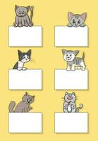 dessin animé chats et chatons avec cartes conception ensemble vecteur