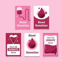 jeu de cartes de donneur de sang vecteur
