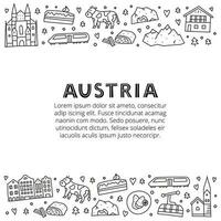 affiche avec caractères et griffonnage contour L'Autriche Icônes. vecteur