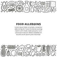 affiche avec griffonnage nourriture allergènes et espace pour texte. vecteur