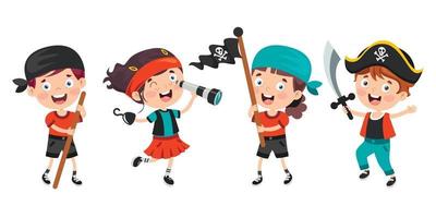 mignons petits enfants pirates posant vecteur