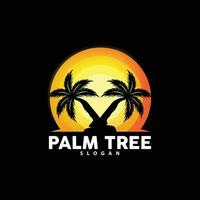 paume arbre logo, plage vecteur, été conception, silhouette symbole illustration vecteur