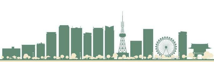 abstrait Nagoya Japon ville horizon avec Couleur bâtiments. vecteur