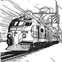 vecteur ligne art train dans mouvement. train ligne dessin agrafe art.