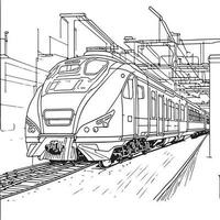 vecteur ligne art train dans mouvement. train ligne dessin agrafe art.