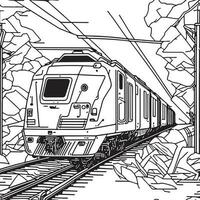 vecteur ligne art train dans mouvement. train ligne dessin agrafe art.