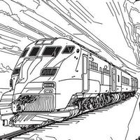 vecteur ligne art train dans mouvement. train ligne dessin agrafe art.