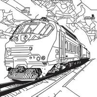 vecteur ligne art train dans mouvement. train ligne dessin agrafe art.