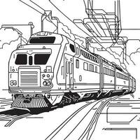 vecteur ligne art train dans mouvement. train ligne dessin agrafe art.