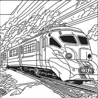 vecteur ligne art train dans mouvement. train ligne dessin agrafe art.