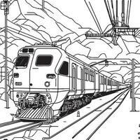 vecteur ligne art train dans mouvement. train ligne dessin agrafe art.