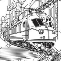 vecteur ligne art train dans mouvement. train ligne dessin agrafe art.