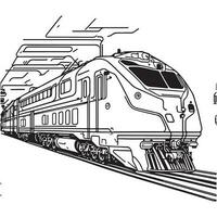 vecteur ligne art train dans mouvement. train ligne dessin agrafe art.