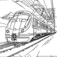 vecteur ligne art train dans mouvement. train ligne dessin agrafe art.