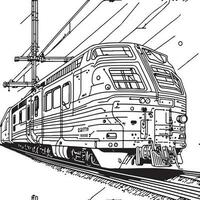 vecteur ligne art train dans mouvement. train ligne dessin agrafe art.