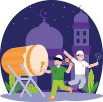 garçon est célébrer eid Al adha illustration vecteur