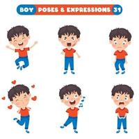 poses et expressions d'un drôle de garçon vecteur