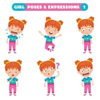 poses et expressions d'une fille drôle vecteur