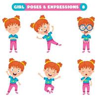 poses et expressions d'une fille drôle vecteur