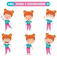 poses et expressions d'une fille drôle vecteur