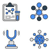 pack de laboratoire outils plat Icônes vecteur