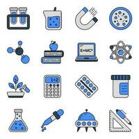 pack d'icônes plats scientifiques vecteur