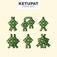 jeu d'icônes de ketupat vecteur