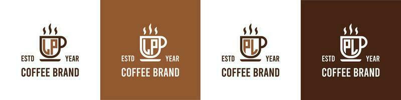 lettre lp et PL café logo, adapté pour tout affaires en relation à café, thé, ou autre avec lp ou PL initiales. vecteur