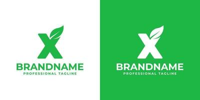 lettre X feuille logo, adapté pour affaires en relation à feuille, nature, usine, écologie, ou environnement avec X initial. vecteur