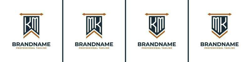 lettre km et mk fanion drapeau logo ensemble, représenter la victoire. adapté pour tout affaires avec km ou mk initiales. vecteur