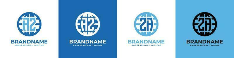 lettre az et za globe logo ensemble, adapté pour tout affaires avec az ou za initiales. vecteur