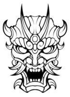 vecteur d'illustration de tatouage tribal masque oni
