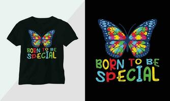 autisme T-shirt conception concept. tout dessins sont coloré et établi en utilisant ruban, énigmes, aimer, etc vecteur