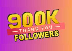 remercier vous 900 000 suiveurs bannière, Merci suiveurs félicitations carte, vecteur illustration, pente arrière-plan, les abonnés, poste, texte, suivre, Blog, comme, vecteur, la vignette