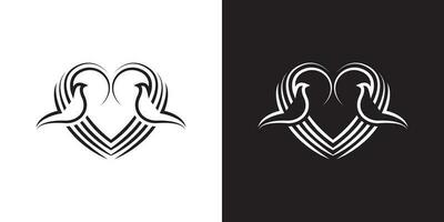 minimal deux Colombe l'amour logo conception vecteur modèle