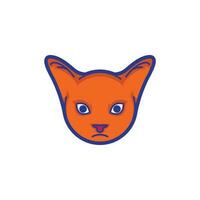 chat tête mascotte avec une tranchant regard dans Orange vecteur