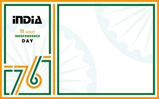 soixante-seize 76 ans jour de l'indépendance de l'inde, 15 août texte en caractères safran avec éléments de l'inde sur fond de couleur vecteur