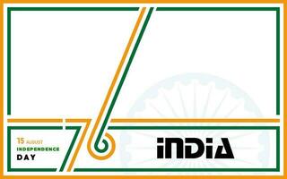 soixante-seize 76 ans jour de l'indépendance de l'inde, 15 août texte en caractères safran avec éléments de l'inde sur fond de couleur vecteur