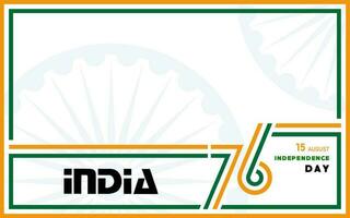 soixante-seize 76 ans jour de l'indépendance de l'inde, 15 août texte en caractères safran avec éléments de l'inde sur fond de couleur vecteur