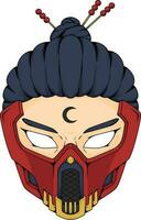 vecteur illustration de une kunoichi visage avec une masque. pouvez être utilisé comme une T-shirt conception, logo, etc