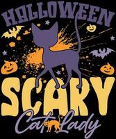 Halloween effrayant chat Dame chemise conception cadeau pour Halloween vecteur