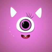 dessin animé monstre rose chat avec œil vecteur