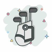 icône le golf sac. en relation à le golf symbole. bande dessinée style. Facile conception modifiable. Facile illustration vecteur