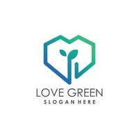l'amour vert logo vecteur avec moderne Facile concept