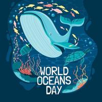 concept d'affiche de la journée mondiale des océans vecteur