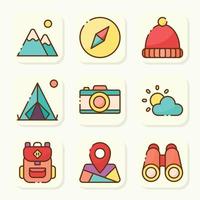 pack d'icônes d'activité de camp d'été vecteur